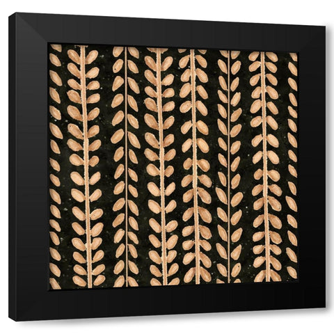 Warm Tribal Texture Botanicals II Black Modern Wood Framed Art Print with Double Matting by Tre Sorelle Studios