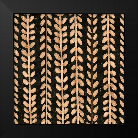 Warm Tribal Texture Botanicals II Black Modern Wood Framed Art Print by Tre Sorelle Studios