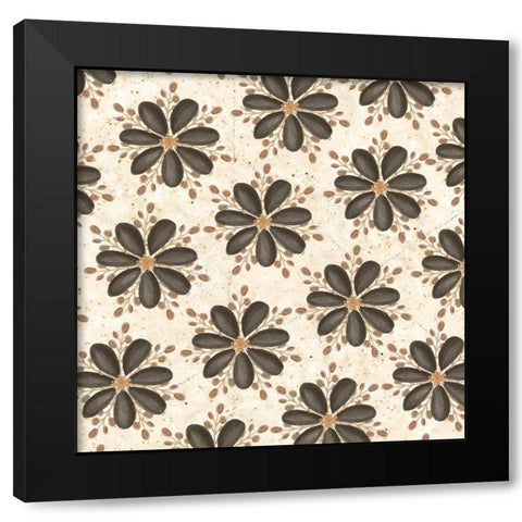 Warm Tribal Texture Floral Repeat Black Modern Wood Framed Art Print with Double Matting by Tre Sorelle Studios