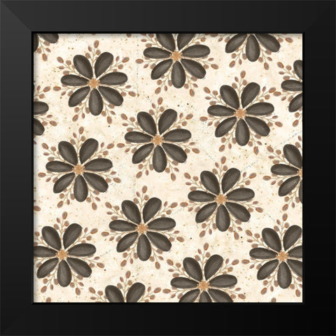 Warm Tribal Texture Floral Repeat Black Modern Wood Framed Art Print by Tre Sorelle Studios