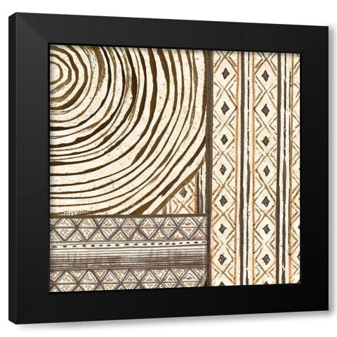 Warm Tribal Texture Patchwork III Black Modern Wood Framed Art Print with Double Matting by Tre Sorelle Studios