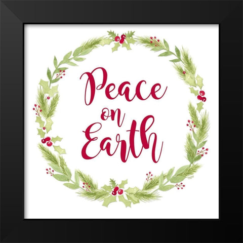 Joyful Christmas-Peace on Earth Black Modern Wood Framed Art Print by Reed, Tara