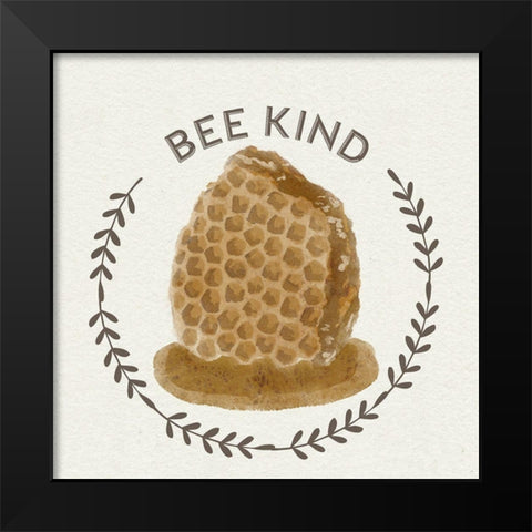 Bee Hive II-Bee Kind Black Modern Wood Framed Art Print by Bannarot