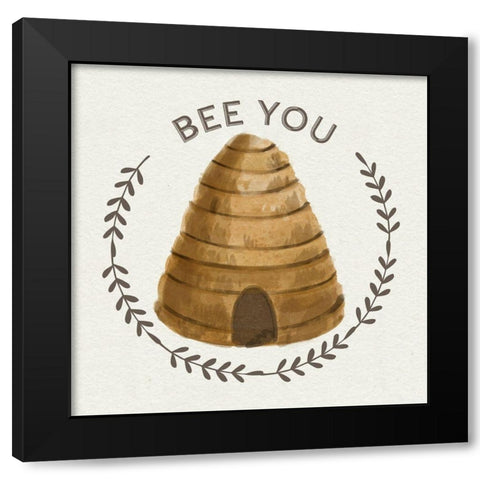 Bee Hive IV-Bee You Black Modern Wood Framed Art Print with Double Matting by Bannarot