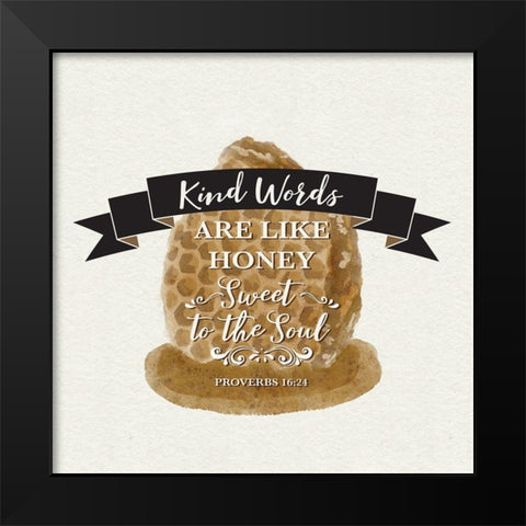 Bee Hive Sentiment II-Kind Words Black Modern Wood Framed Art Print by Bannarot