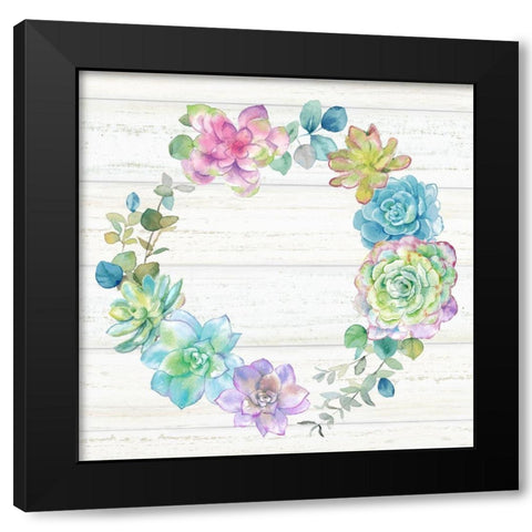 Sweet Succulents Wreath III Black Modern Wood Framed Art Print by Coulter, Cynthia