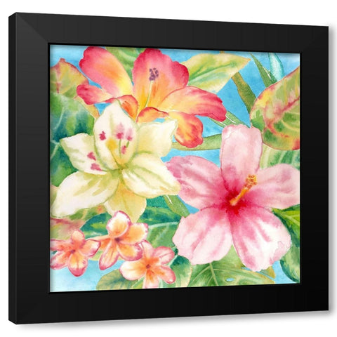 Tropical Island Florals square Black Modern Wood Framed Art Print with Double Matting by Coulter, Cynthia