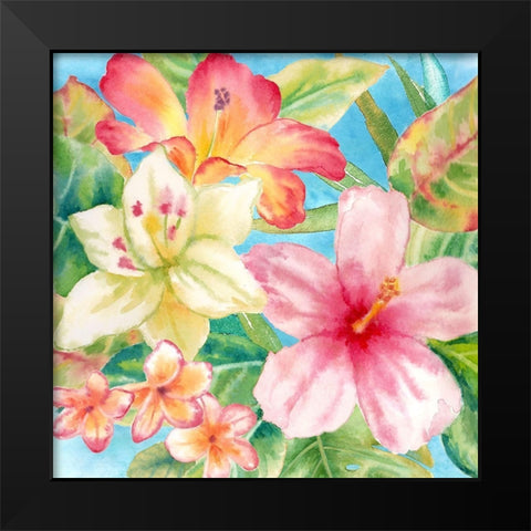 Tropical Island Florals square Black Modern Wood Framed Art Print by Coulter, Cynthia