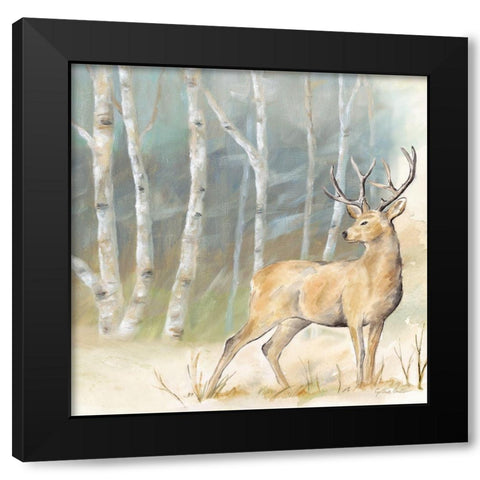 Woodland Reflections III-Deer Black Modern Wood Framed Art Print by Coulter, Cynthia