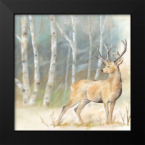 Woodland Reflections III-Deer Black Modern Wood Framed Art Print by Coulter, Cynthia
