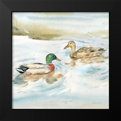 Woodland Reflections V-Mallards Black Modern Wood Framed Art Print by Coulter, Cynthia