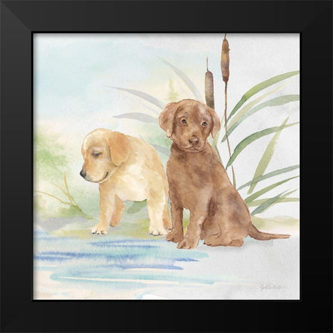 Woodland Dogs II Black Modern Wood Framed Art Print by Coulter, Cynthia