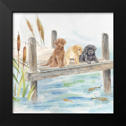 Woodland Dogs IV Black Modern Wood Framed Art Print by Coulter, Cynthia
