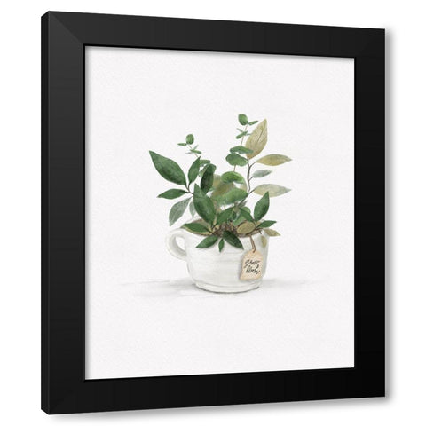 Botanical Mug I Black Modern Wood Framed Art Print with Double Matting by HM Design