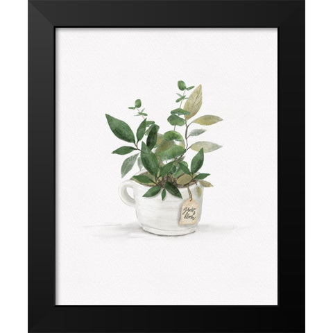 Botanical Mug I Black Modern Wood Framed Art Print by HM Design