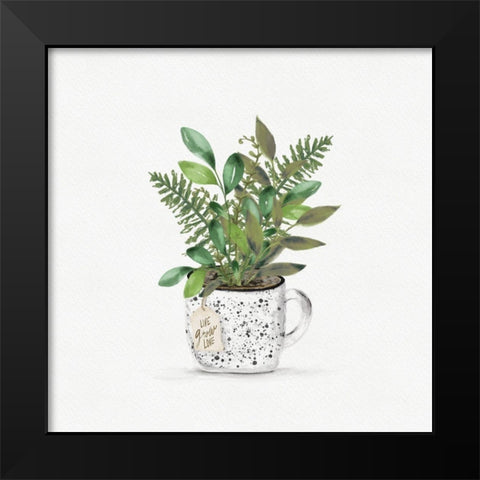 Botanical Mug II Black Modern Wood Framed Art Print by HM Design