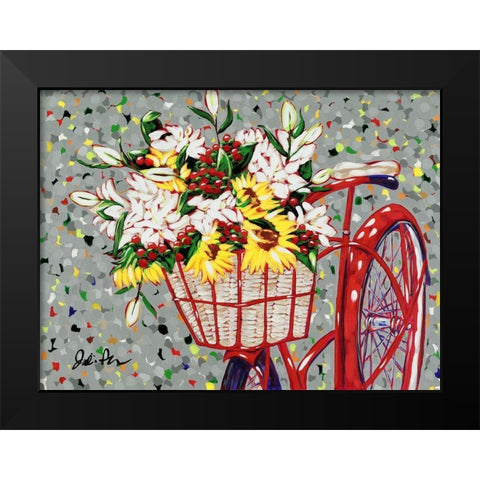 Bicycle Bouquet Black Modern Wood Framed Art Print by Augustine, Jodi
