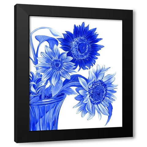 China Sunflowers blue I  Black Modern Wood Framed Art Print with Double Matting by Wilson, Kelsey