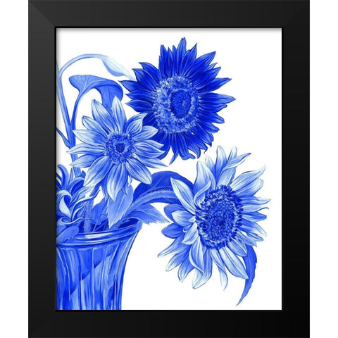 China Sunflowers blue I  Black Modern Wood Framed Art Print by Wilson, Kelsey