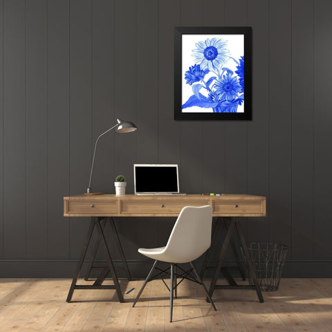 China Sunflowers blue II  Black Modern Wood Framed Art Print by Wilson, Kelsey