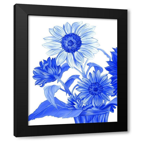 China Sunflowers blue II  Black Modern Wood Framed Art Print with Double Matting by Wilson, Kelsey