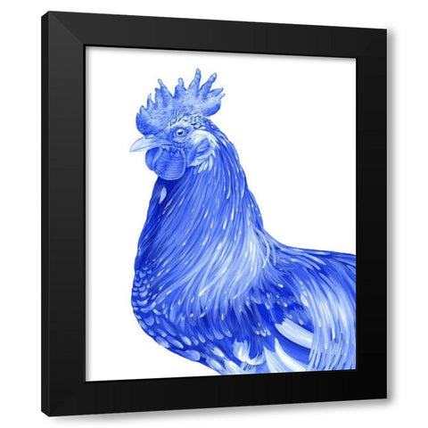 Blue Rooster II Black Modern Wood Framed Art Print by Wilson, Kelsey