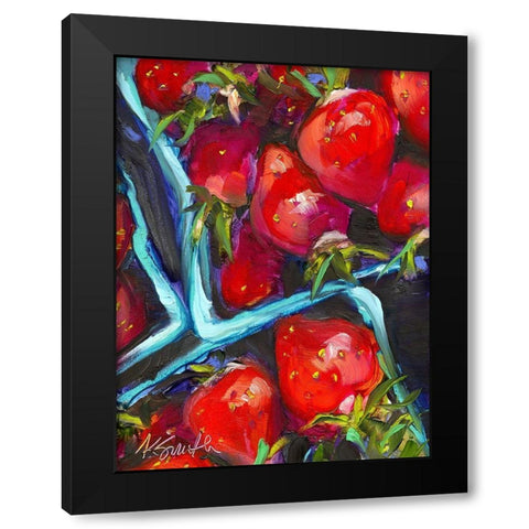 Strawberry Carton Black Modern Wood Framed Art Print by Smith, Kim