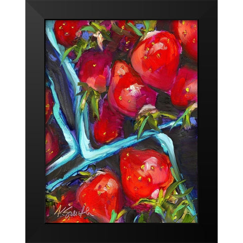 Strawberry Carton Black Modern Wood Framed Art Print by Smith, Kim