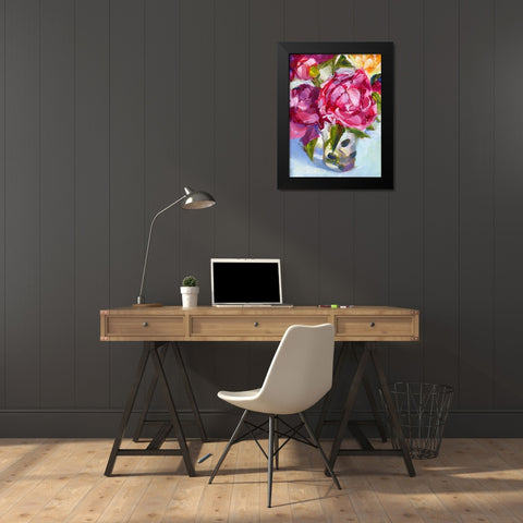 Peony Still Life Black Modern Wood Framed Art Print by Smith, Kim