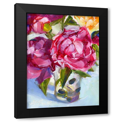 Peony Still Life Black Modern Wood Framed Art Print by Smith, Kim