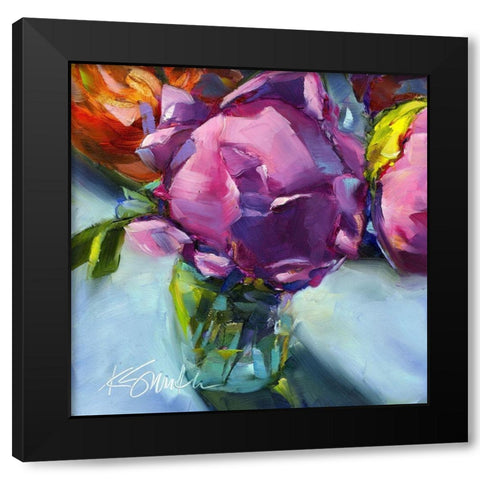 Roses Still Life II Black Modern Wood Framed Art Print with Double Matting by Smith, Kim