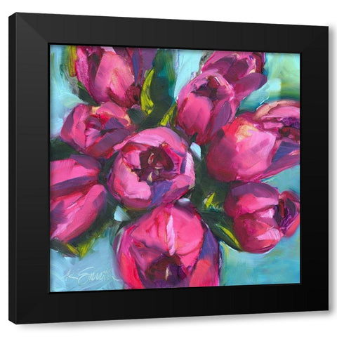 Tulip Bounty Black Modern Wood Framed Art Print by Smith, Kim