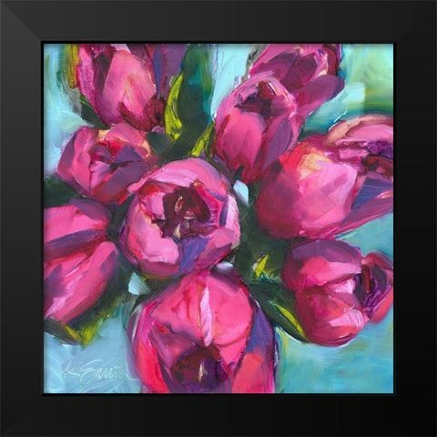 Tulip Bounty Black Modern Wood Framed Art Print by Smith, Kim