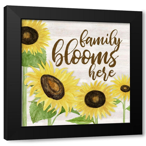 Fall Sunflower sentiment I-Family Black Modern Wood Framed Art Print with Double Matting by Reed, Tara