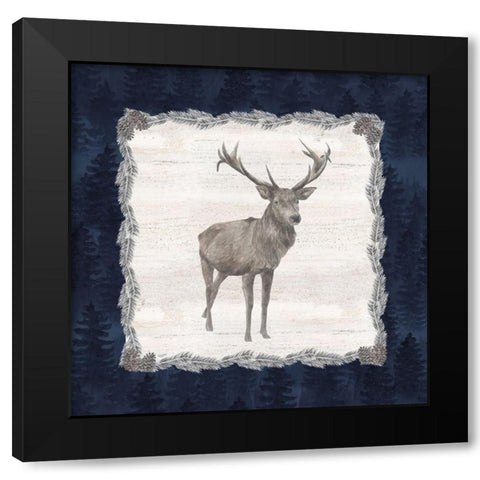 Blue Cliff Mountains II-Deer Black Modern Wood Framed Art Print by Reed, Tara