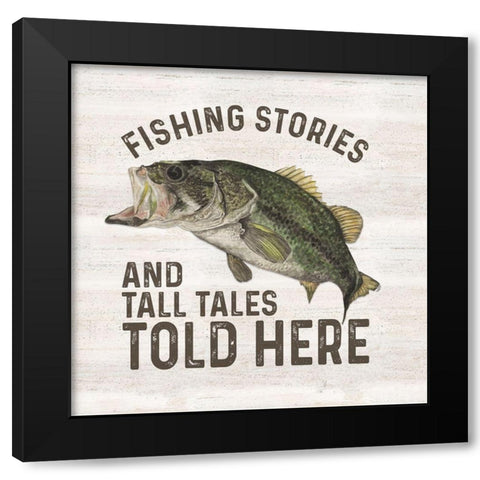 Less Talk More Fishing I-Tall Tales Black Modern Wood Framed Art Print by Reed, Tara