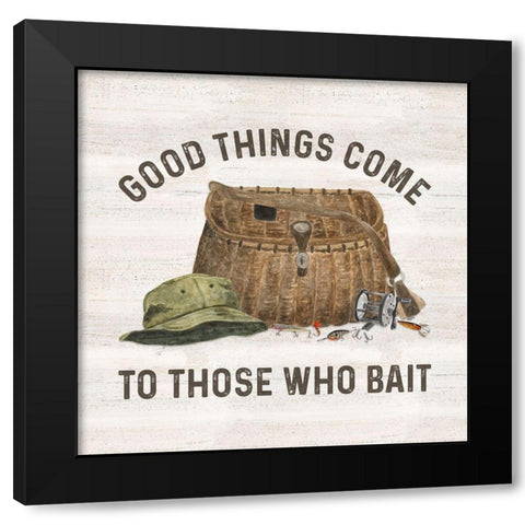 Less Talk More Fishing IV-Bait Black Modern Wood Framed Art Print with Double Matting by Reed, Tara