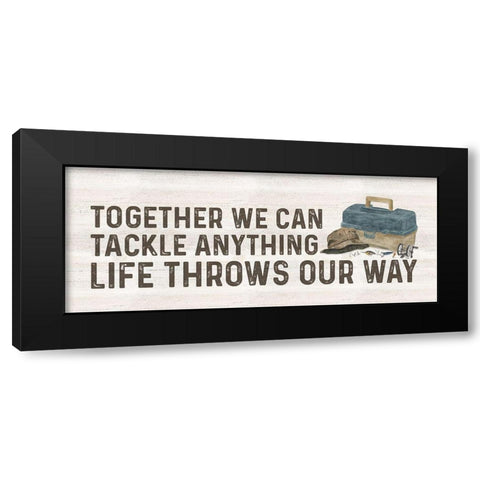 Less Talk More Fishing panel VI-Tackle Black Modern Wood Framed Art Print by Reed, Tara