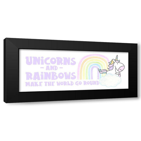 Pastel Rainbows panel II-Unicorns Black Modern Wood Framed Art Print with Double Matting by Reed, Tara
