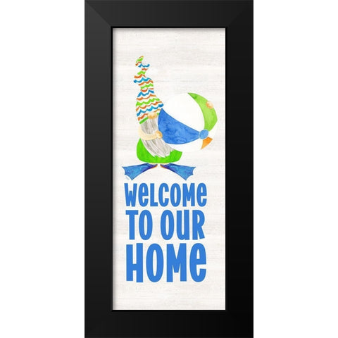 Gnomes of Summer vertical II-Welcome Black Modern Wood Framed Art Print by Reed, Tara