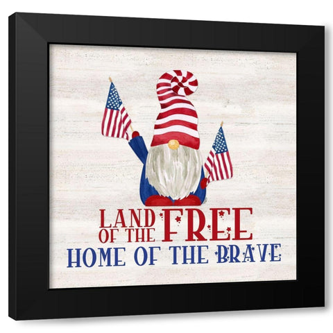 Patriotic Gnomes IV-Land of the Free Black Modern Wood Framed Art Print by Reed, Tara