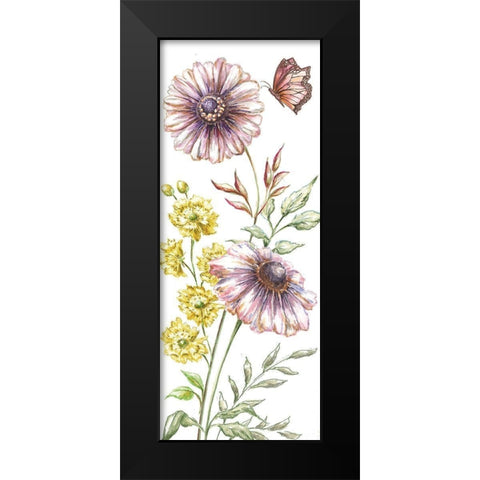 Wildflower Stem panel V Black Modern Wood Framed Art Print by Tre Sorelle Studios