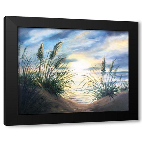 Coastal Sunrise Oil Painting square Black Modern Wood Framed Art Print by Tre Sorelle Studios