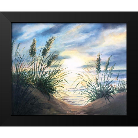 Coastal Sunrise Oil Painting square Black Modern Wood Framed Art Print by Tre Sorelle Studios