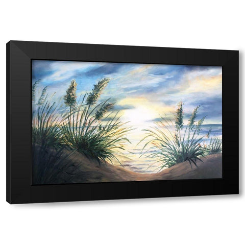 Coastal Sunrise Oil Painting landscape Black Modern Wood Framed Art Print by Tre Sorelle Studios