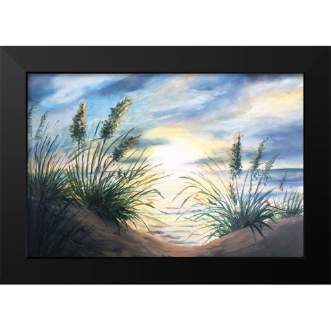 Coastal Sunrise Oil Painting landscape Black Modern Wood Framed Art Print by Tre Sorelle Studios