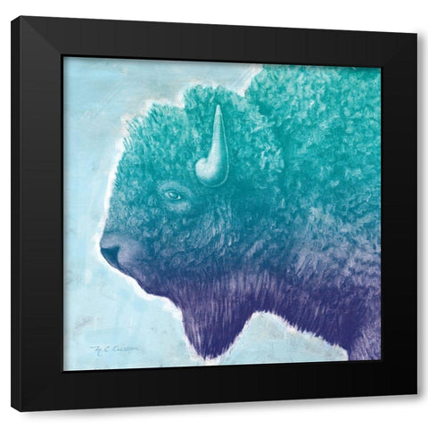 Buffalo Blues Black Modern Wood Framed Art Print with Double Matting by Cusson, Marie Elaine