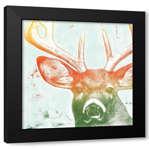 Portrait of a Deer rainbow Black Modern Wood Framed Art Print by Cusson, Marie Elaine