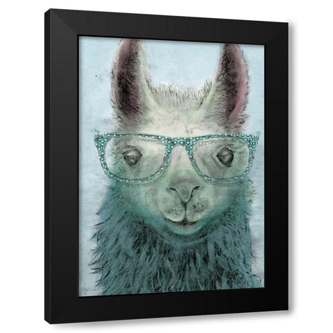 Colorful Llama panel I Black Modern Wood Framed Art Print by Cusson, Marie Elaine