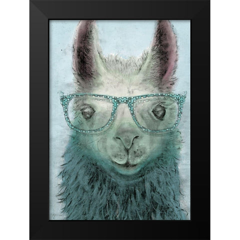 Colorful Llama panel I Black Modern Wood Framed Art Print by Cusson, Marie Elaine
